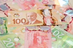 Pile of colorful Canadian money